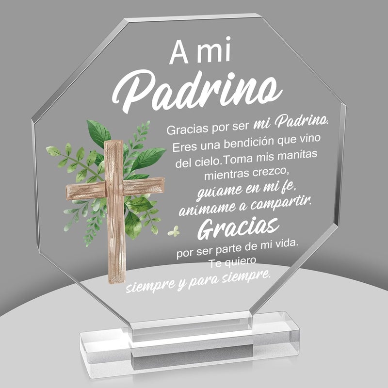 Yopyame Spanish Godfather Padrino Gift - Godfather Gifts from Godchild for Men Thank You for Being My Godfathers Acrylic Gifts Office Table Decor Birthday Christmas Keepsake Paperweight for Godfathers - Image 1